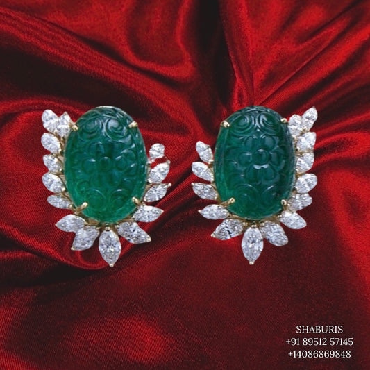 Indian Jewellery Designs,South Indian Jewellery,Indian Jewelry,emerald Studs,indian jewelry online,latest indian jewellery - NIHIRA-SHABURIS