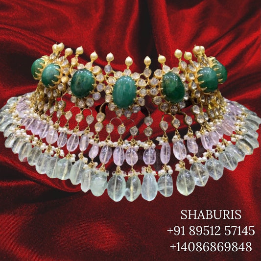 Polki diamond necklace polki jewelry diamond jewelry silver jewelry indian wedding jewelry south indian gold jewelry designs -SHABURIS