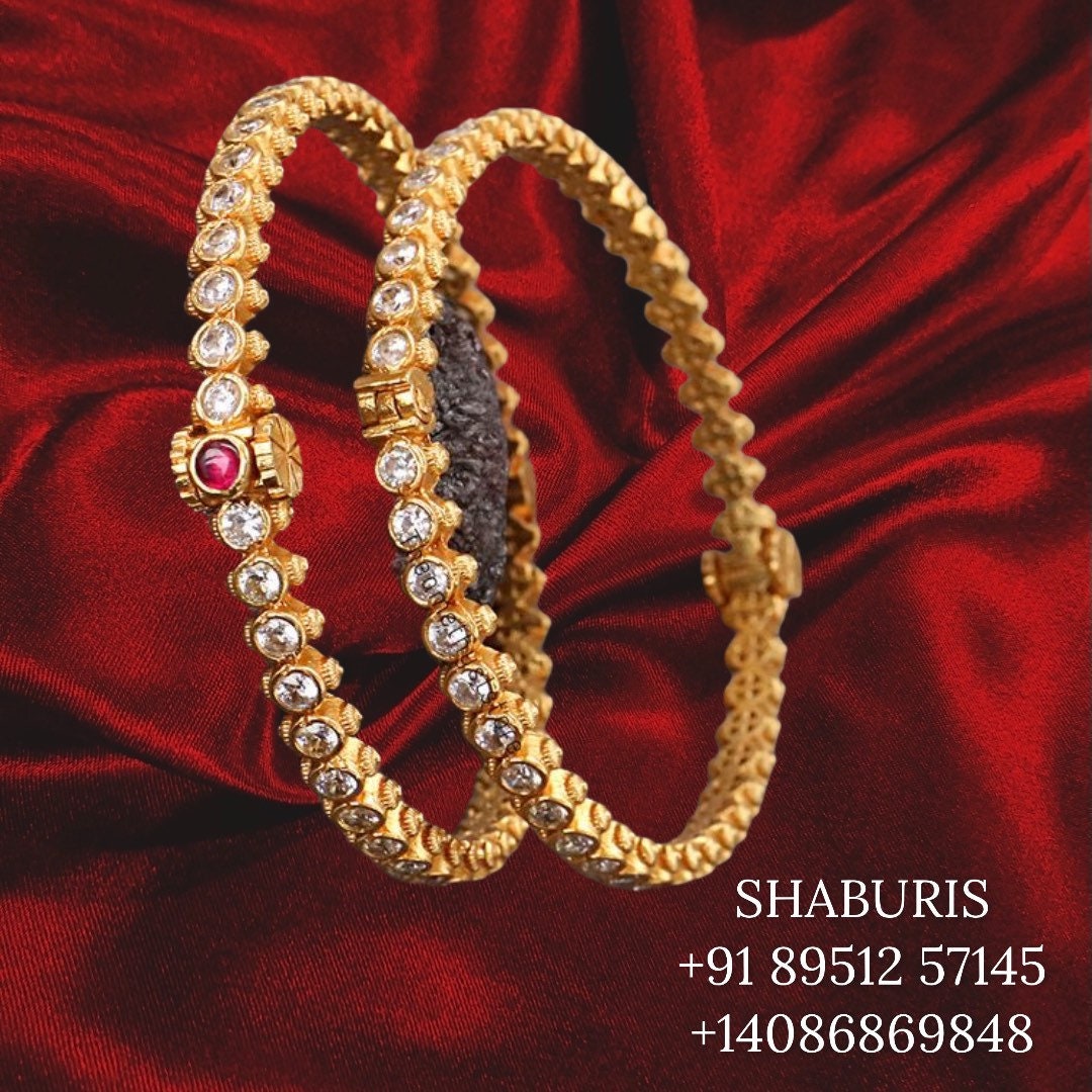 Diamond Bangles,South Indian Jewelry,silver indian Bangles,pure silver Swaroski Bangles,Indian Wedding Jewelry -NIHIRA-SHABURIS