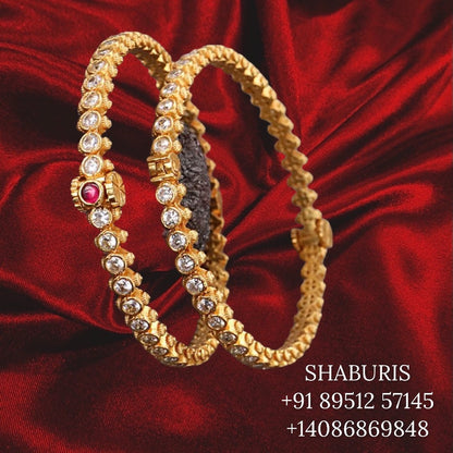 Diamond Bangles,South Indian Jewelry,silver indian Bangles,pure silver Swaroski Bangles,Indian Wedding Jewelry -NIHIRA-SHABURIS