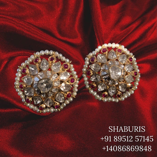 Diamond stud earrings, diamond jhumka ear ring,Pure silver south indian jewelry 925 silver jewelry indian lyte weight jewelry-SHABURIS