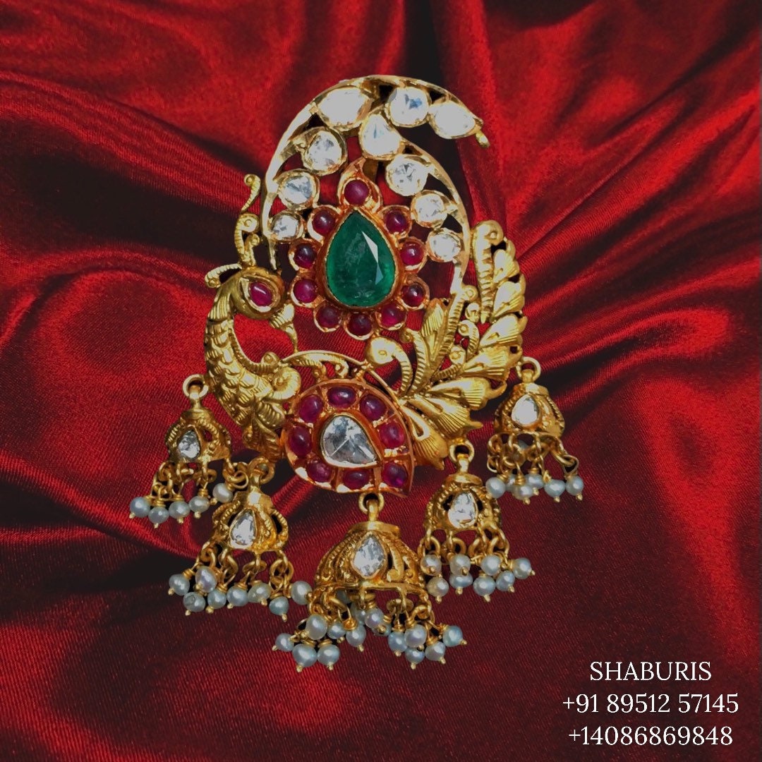 Diamond Pendant indian,South Indian jewelry,Pure silver diamond pendent,swarovski Pendent,Indian Wedding Jewelry -NIHIRA-SHABURIS