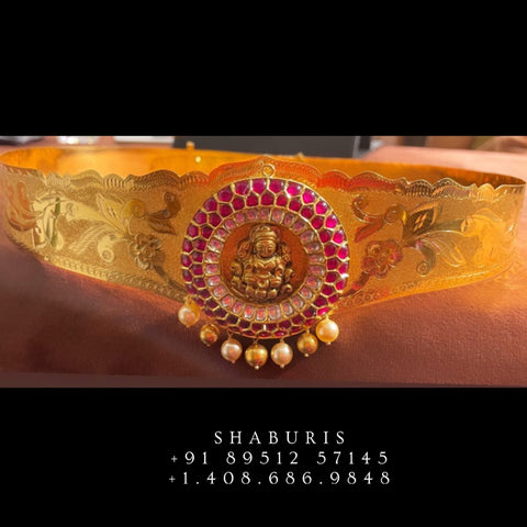 Temple Jewelry,South Indian Jewelry,Vaddanam,Kids Vaddanam,hip chain,diamond vaddanam,pure Silver indian jewelry - NIHIRA - SHABURIS