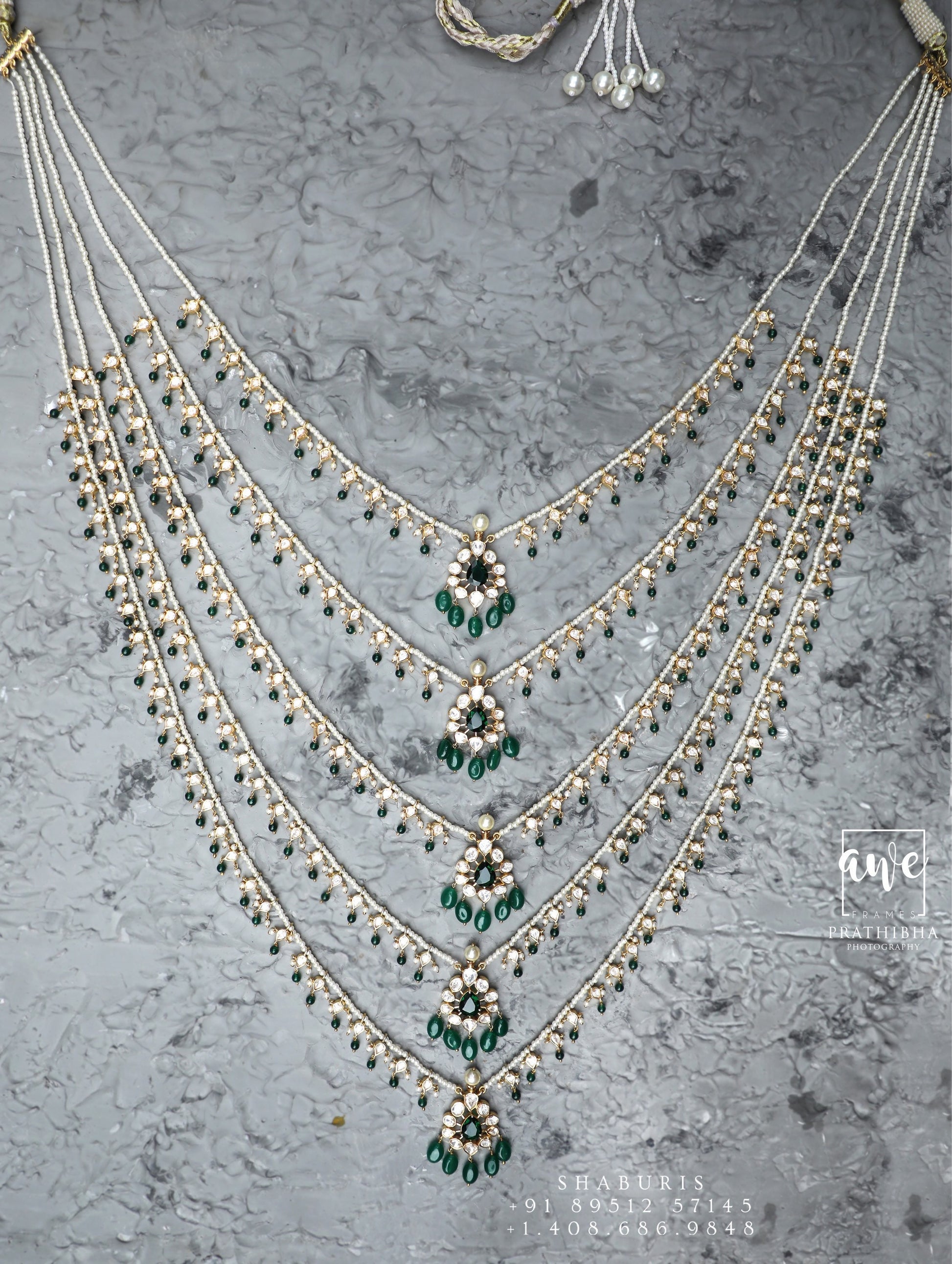 Panch lada pearl haram jades gem jewelry south indian hyderabadi jewelry pure silver sabyasachi jewelry inspired -SHABURIS