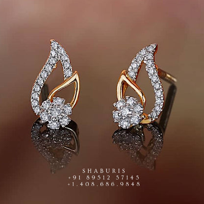 Silver Jewelry Online Pure Silver Diamond Earrings Small Earrings OfficeWear Jewelry Diamond Studs Sterling Silver Jewelry Online -SHABURIS