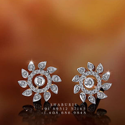 Pure Silver jewelry online Indian Diamond Studs,Swaroski earrings,Indian Bridal,Indian Wedding Jewelry-NIHIRA-SHABURIS