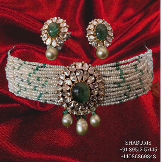 Pure silver pearl necklace indian gold jewelry designs pearl necklace emerald bead jewelry indian gold jewelry designs kids jewelry-SHABURIS