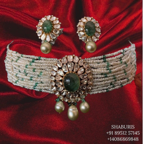 Pure silver pearl necklace indian gold jewelry designs pearl necklace emerald bead jewelry indian gold jewelry designs kids jewelry-SHABURIS