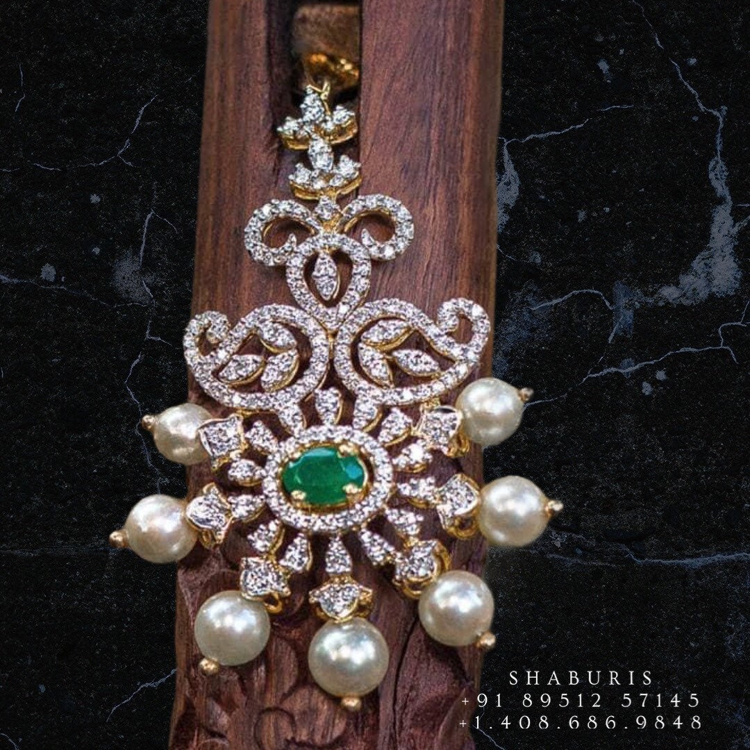 Jewelry set diamond pendant emerald pure silver jewelry indian gifting statement jewelry simple jewelry -SHABURIS