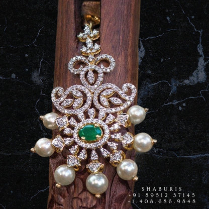 Jewelry set diamond pendant emerald pure silver jewelry indian gifting statement jewelry simple jewelry -SHABURIS
