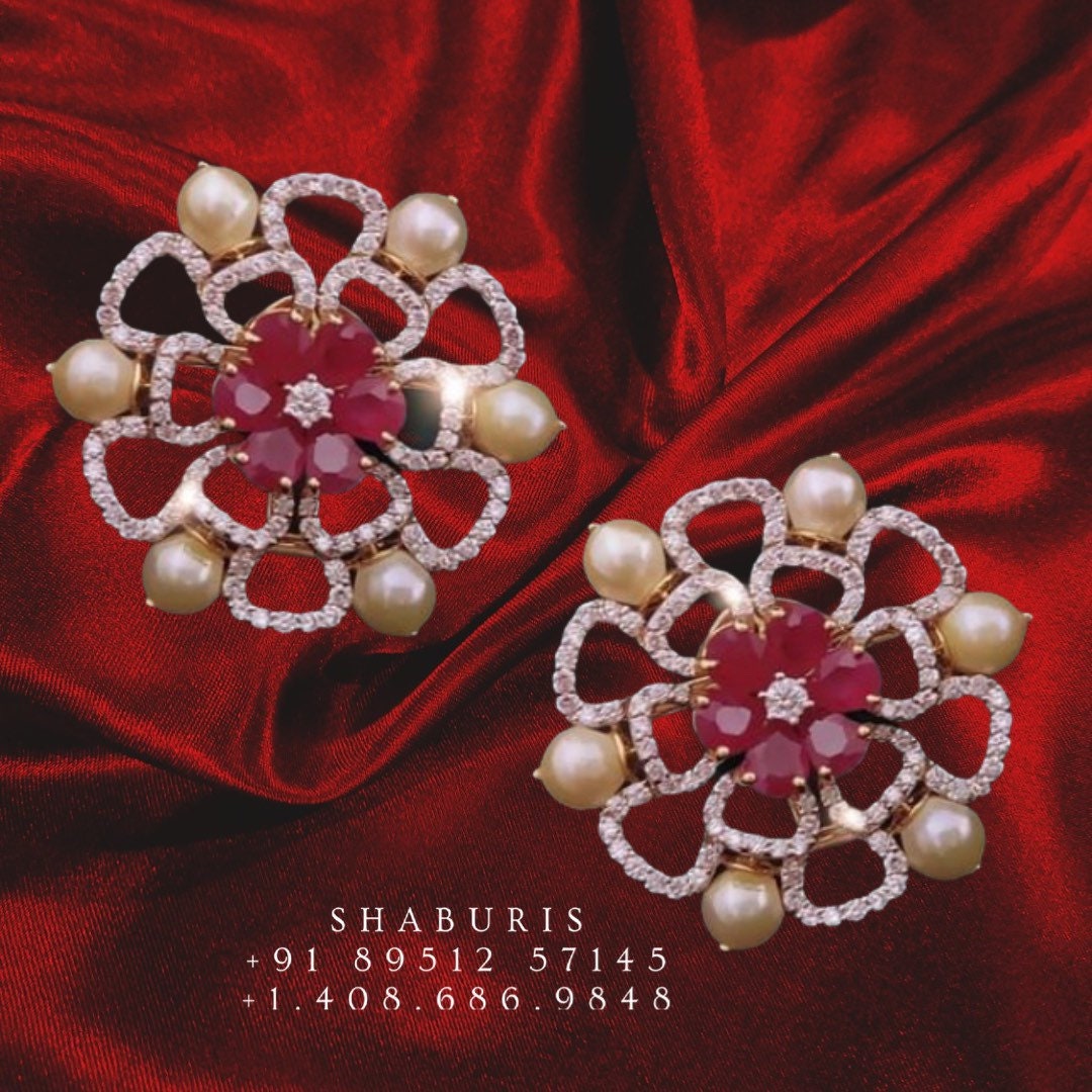 Diamond studs gold dipped Pure silver jewelry gold jewelry look a like 22ct jewelry look a like indian jewelry latest designs -SHABURIS