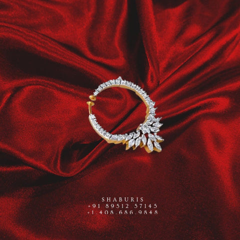 Diamond nose ring nath mukku puduka pure silver jewelry indian