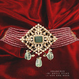Ruby choker,polki diamond pendent,Pure silver south sea pearl choker Indian necklace ,statement jewelry,pendent ,Moissanite-NIHIRA-SHABURIS