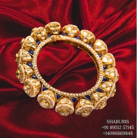 Polki Jewelry,Pure Silver jewelry Indian ,Bangle,Big polki Bangle,Indian Bridal,Indian Wedding Jewelry-NIHIRA-SHABURIS
