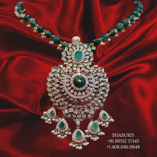 Passa Jewelry,Bead Jewellery,Pure Silver Jewellery ,beaded  necklace,Pakistani Jewelry -polki-kundan-swarovski-SHABURIS