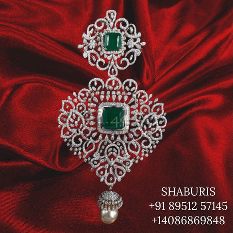 Diamond pendant pure silver jewelry indian diamond jewelry diamond jewelry 925 silver jewelry traditional jewelry-SHABURIS