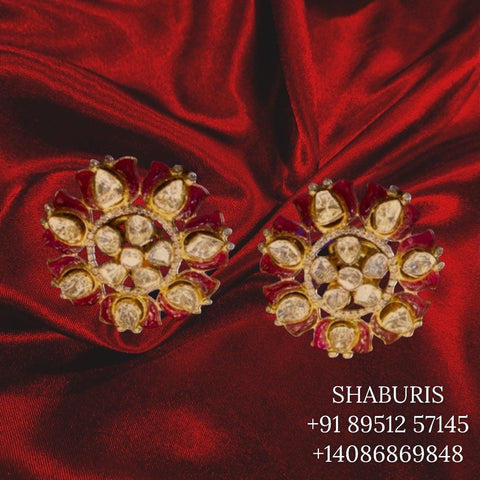 Big Stud Silver Jewelry,Pure Silver Jewellery Indian ,Earrings,Big Indian studs,Indian Bridal,Indian Wedding Jewelry-NIHIRA-SHABURIS