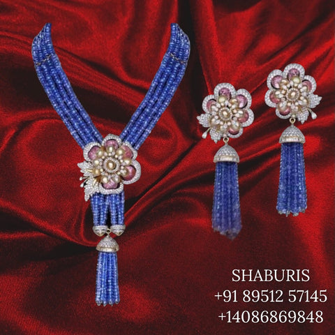 Tanzanite pendant diamond jewelry blue saphire beads beaded necklace sterling silver jewelry indian gold jewelry designs online - SHABURIS