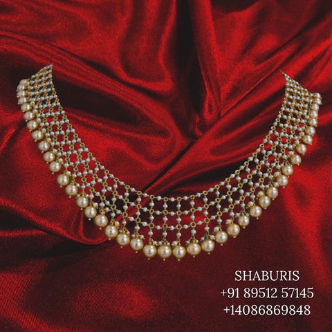 Pearl emerald mala ,Pure Silver jewelry Indian ,Fresh Water Pearls,indian gold  Jewelry designs kids Jewelry-SHABURIS