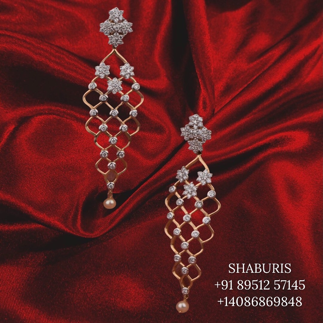 Diamond earrings pure silver south sea pearls indian jewelry diamond earrings simple cocktail jewelry-SHABURIS