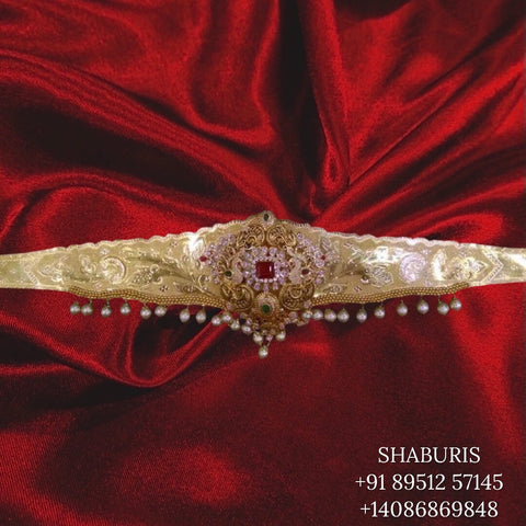 Diamond Vaddanam,South Indian Jewelry,Vaddanam,Kids Vaddanam,hip chain,diamond vaddanam,pure Silver indian jewelry - NIHIRA - SHABURIS