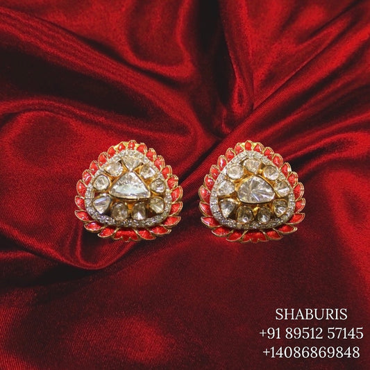 Polki earrings Pure Silver jewelry Indian ,diamond earrings ,Indian gold jewelry designs quartz earrings - SHABURIS