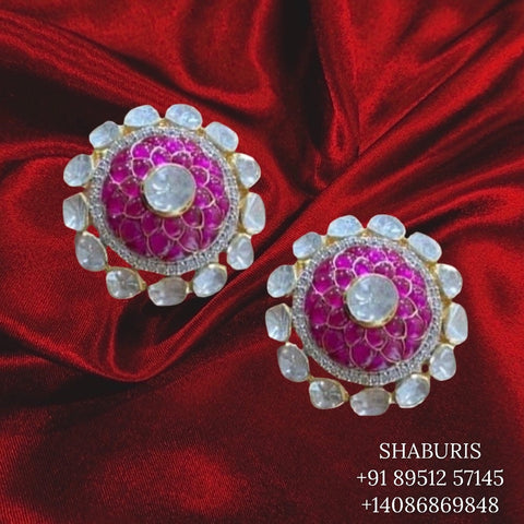Indian Jewelry,Pure Silver Jewellery Indian ,Moissanite Earrings,Big Indian earrings,Indian Bridal,Indian Wedding Jewelry-NIHIRA-SHABURIS