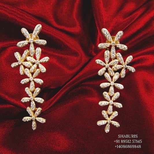 Diamond Jhumka ,diamond earrings,Pure silver Jhumkas Indian,Indian Earrings,Indian Wedding Jewelry -NIHIRA-SHABURIS