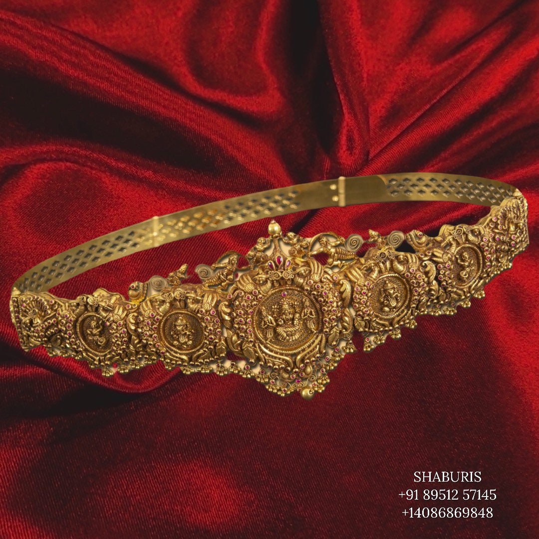 Temple Jewelry,South Indian Jewelry,Vaddanam,Kids Vaddanam,hip chain,diamond vaddanam,pure Silver indian jewelry - NIHIRA - SHABURIS