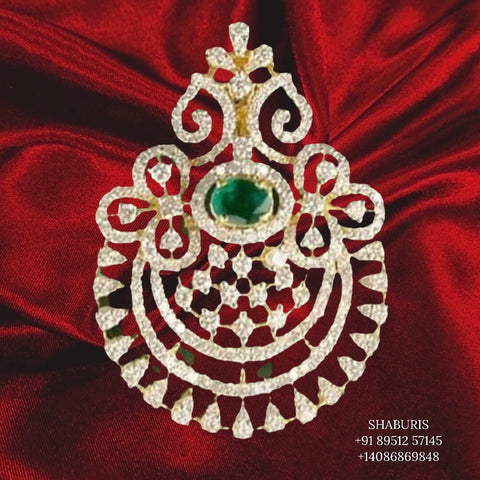 Pure Silver jewelry Indian ,Swarovski pendent,Big Indian pendent,Indian Bridal,Indian Wedding Jewelry,pure Silver jewelry-NIHIRA-SHABURIS