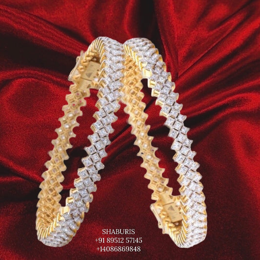 Diamond bangle Pure Silver jewelry Indian ,diamond bangles ,Indian gold jewelry designs diamond jewelry look a like  - SHABURIS
