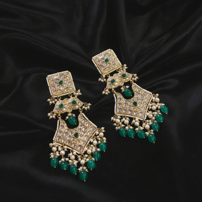 Polki jhumka,indian jewelry,Cocktail Earrings,jhumka Jewelry in Silver,Indian Earrings,Indian Jewelry,flat diamond studs-NIHIRA-SHABURIS