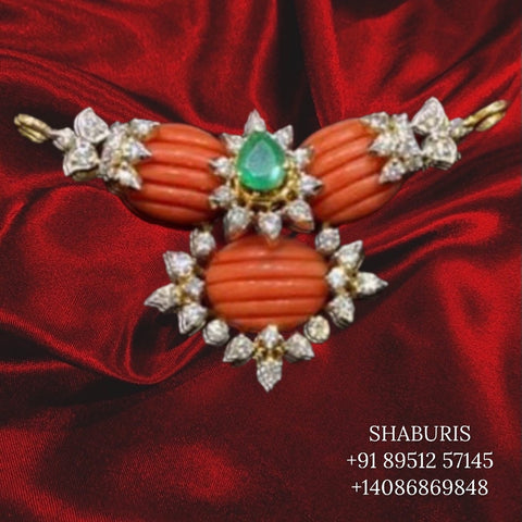 Swarovski Diamond pendant Pure Silver jewelry Indian ,diamond Necklace,Indian Necklace,Indian Bridal,Indian Wedding Jewelry-SHABURIS