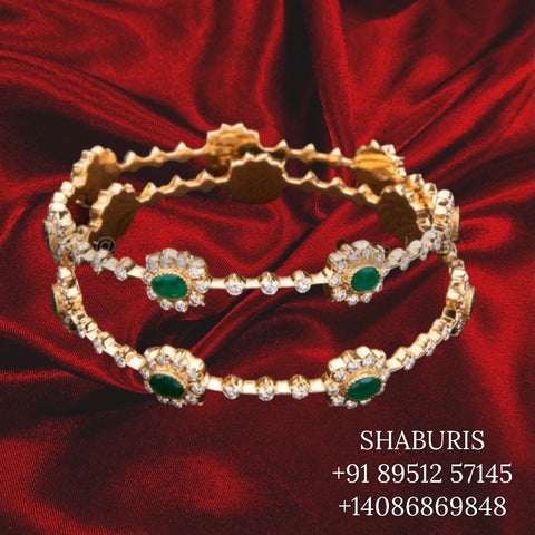 Diamond Bangles,South Indian Jewelry,silver indian Bangles,pure silver Swaroski Bangles,Indian Wedding Jewelry -NIHIRA-SHABURIS