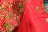 Maggam work designer blouse - Pattu Saree Blouse -kundan work blouse - handloom Saree Blouse - peach pink Saree Blouse - pink  Blouse