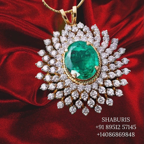 Diamond Pendant indian,South Indian jewelry,Pure silver diamond pendent,swarovski Pendent,Indian Wedding Jewelry -NIHIRA-SHABURIS