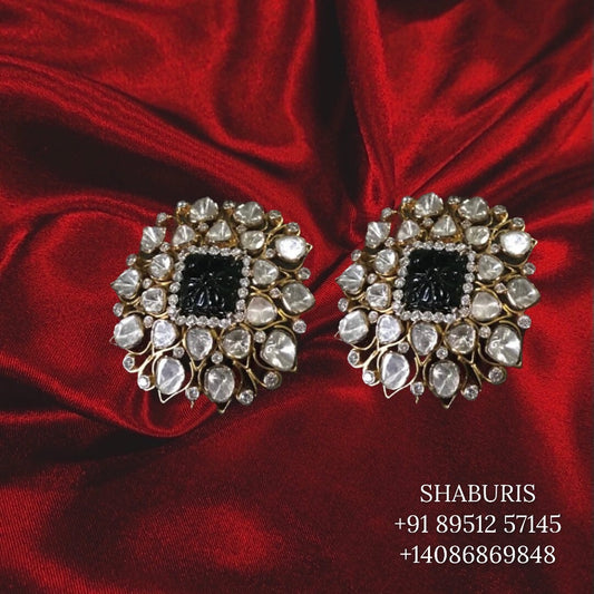 Pure Silver jewelry Indian ,polki Studs,gold jewelry designs indian look a like gem stone jewelry gold price india ruby stones SHABURIS