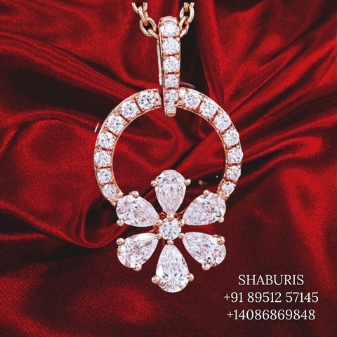 Diamond Pendant indian,South Indian jewelry,Pure silver diamond pendent,swarovski Pendent,Indian Wedding Jewelry -NIHIRA-SHABURIS