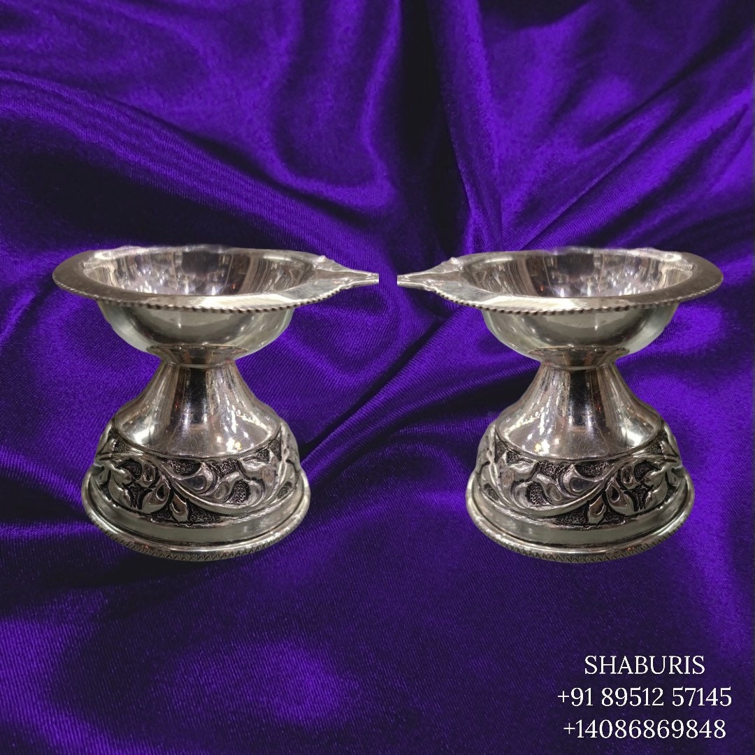Pure Silver Diya,Indian Pooja Articles,Pure silver articles indian,indian pooja samagri,silver articles,diya lamps silver- NIHIRA - SHABURIS