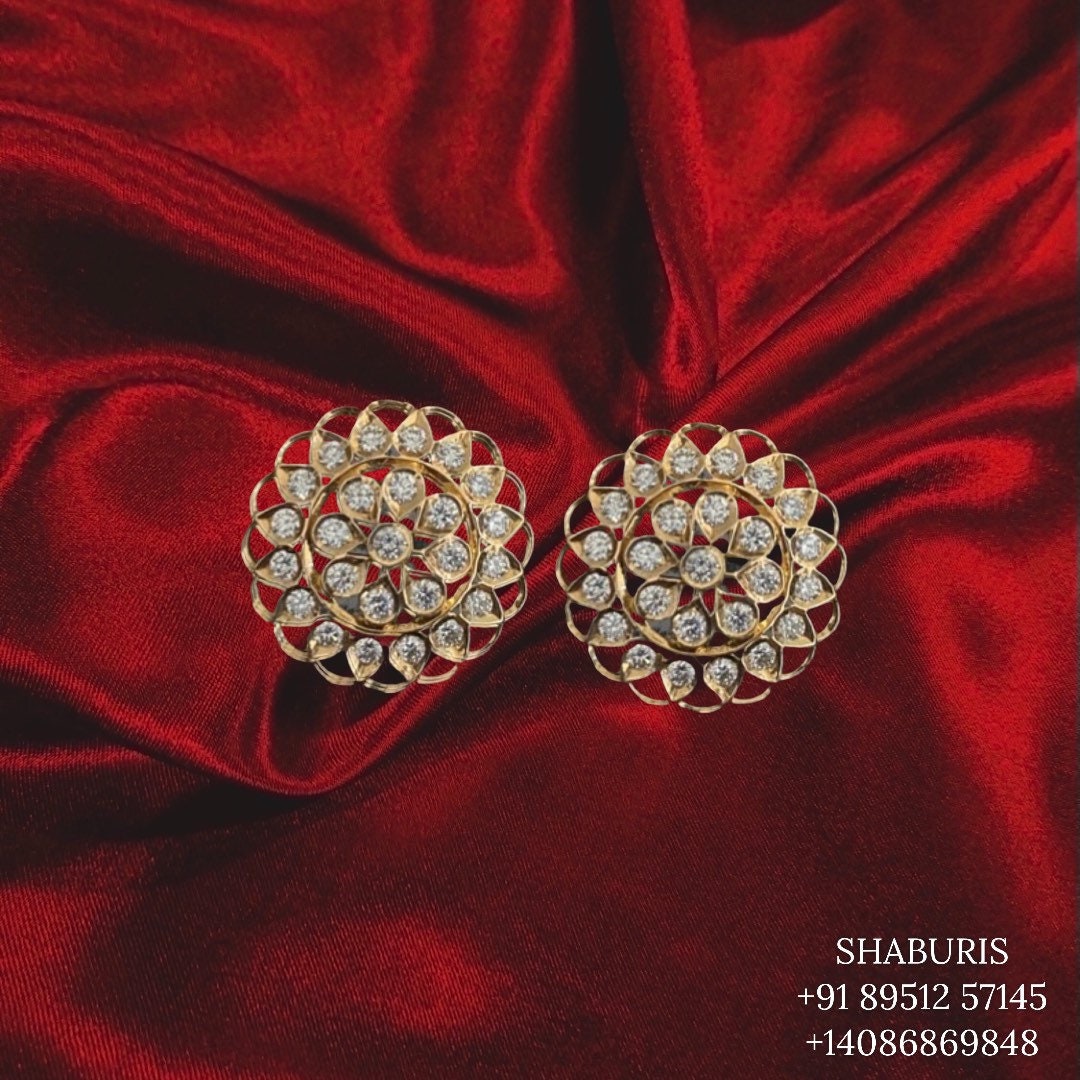 Diamond studs,Swarovski Diamond Jhumka Jewelry Designs,South Indian Jewelry,Jhumka Earrings,Jhumki,latest indian jewellery Designs -NIHIRA