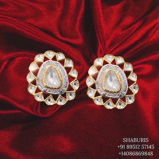 Pure Silver jewelry Indian ,polki Studs,gold jewelry designs indian look a like gem stone jewelry gold price india ruby stones SHABURIS
