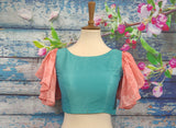 Saree with Stitched Blouse | Saree Blouse | Ruffle saree | peach | Fancy Saree | Cocktail Saree | Indian Party Saree|HoneyBee Handlooms