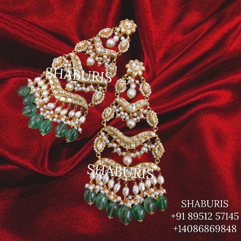Polki jewelry destination wedding jewelry pure silver  925 silver jewelry indian lyte weight jewelry chandbali morganites -SHABURIS