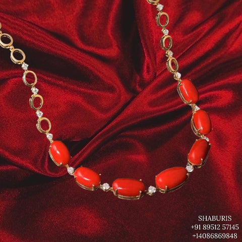 Coral mala bead jewelry gemstone jewelry polki diamond emerald necklace pure silver jewelry south indian gold jewelry sets -SHABURIS