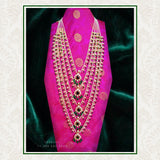 Panch lada pearl haram jades gem jewelry south indian hyderabadi jewelry pure silver sabyasachi jewelry inspired -SHABURIS