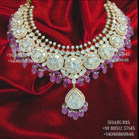Bollywood Jewelry,Pure Silver Jewellery Indian ,polki Choker,Kundan Necklace,Indian Bridal,Indian Wedding Jewelry-NIHIRA-SHABURIS