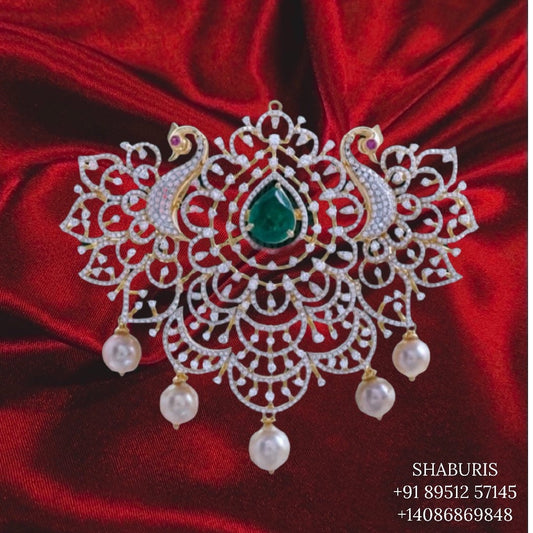 Swarovski pendent,swarovski chain,southindian Jewelery,Traditional indian Jewelery,Polki haram,Pure silver jewelry-NIHIRA
