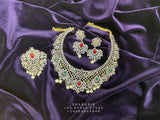 925 silver Jewelry,South Indian Jewelry,diamond choke,bridal choker,Indian Wedding Jewelry,pure Silver indian jewelry - NIHIRA - SHABURIS