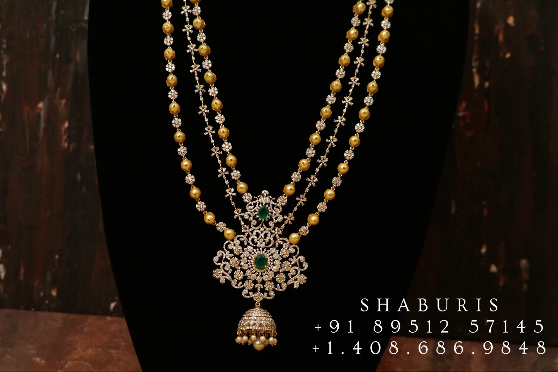 Diamond necklace,South Indian Jewelry,diamond chokerbridal choker,Indian Wedding Jewelry,pure Silver indian jewelry - NIHIRA - SHABURIS