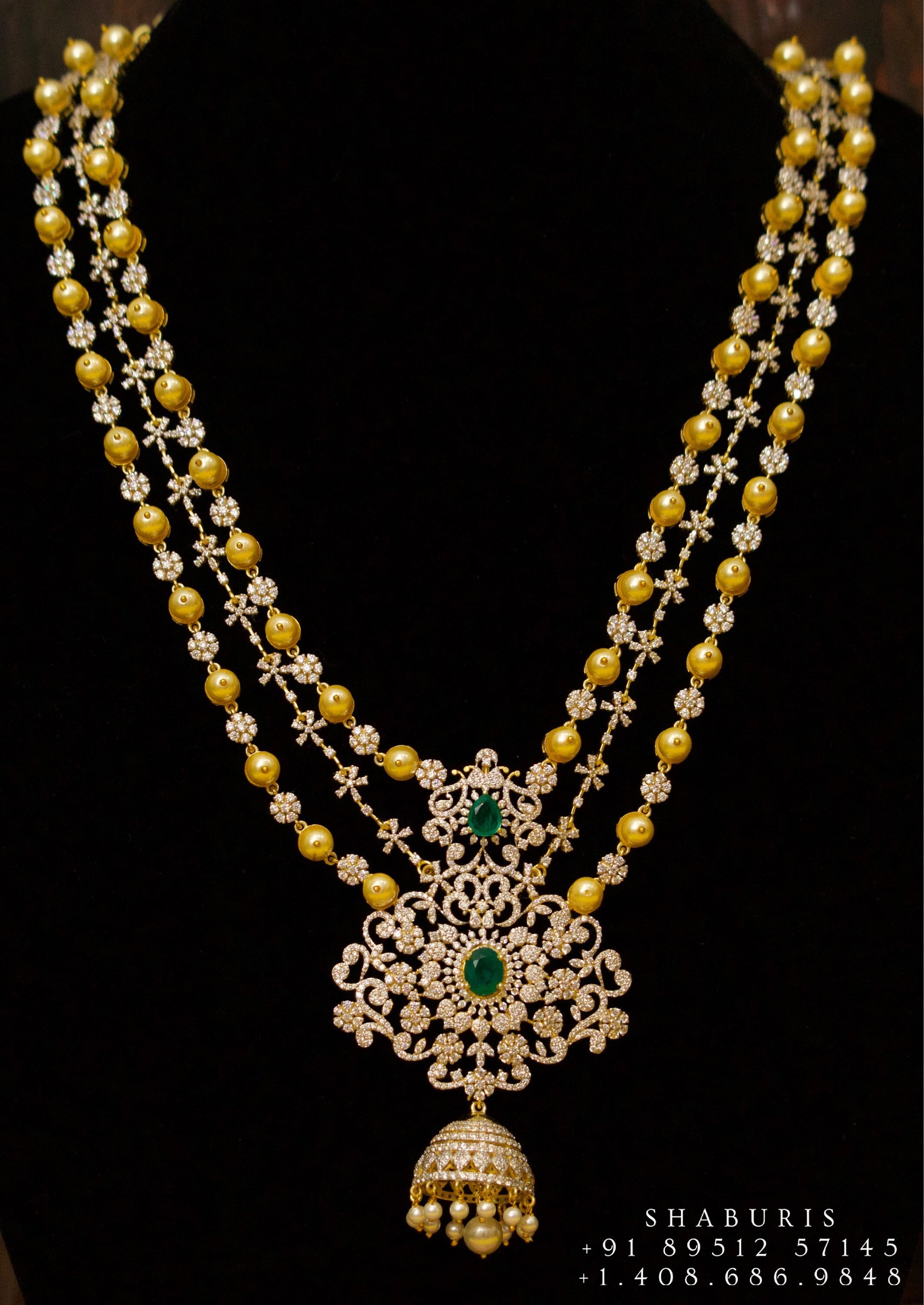 Diamond necklace,South Indian Jewelry,diamond chokerbridal choker,Indian Wedding Jewelry,pure Silver indian jewelry - NIHIRA - SHABURIS